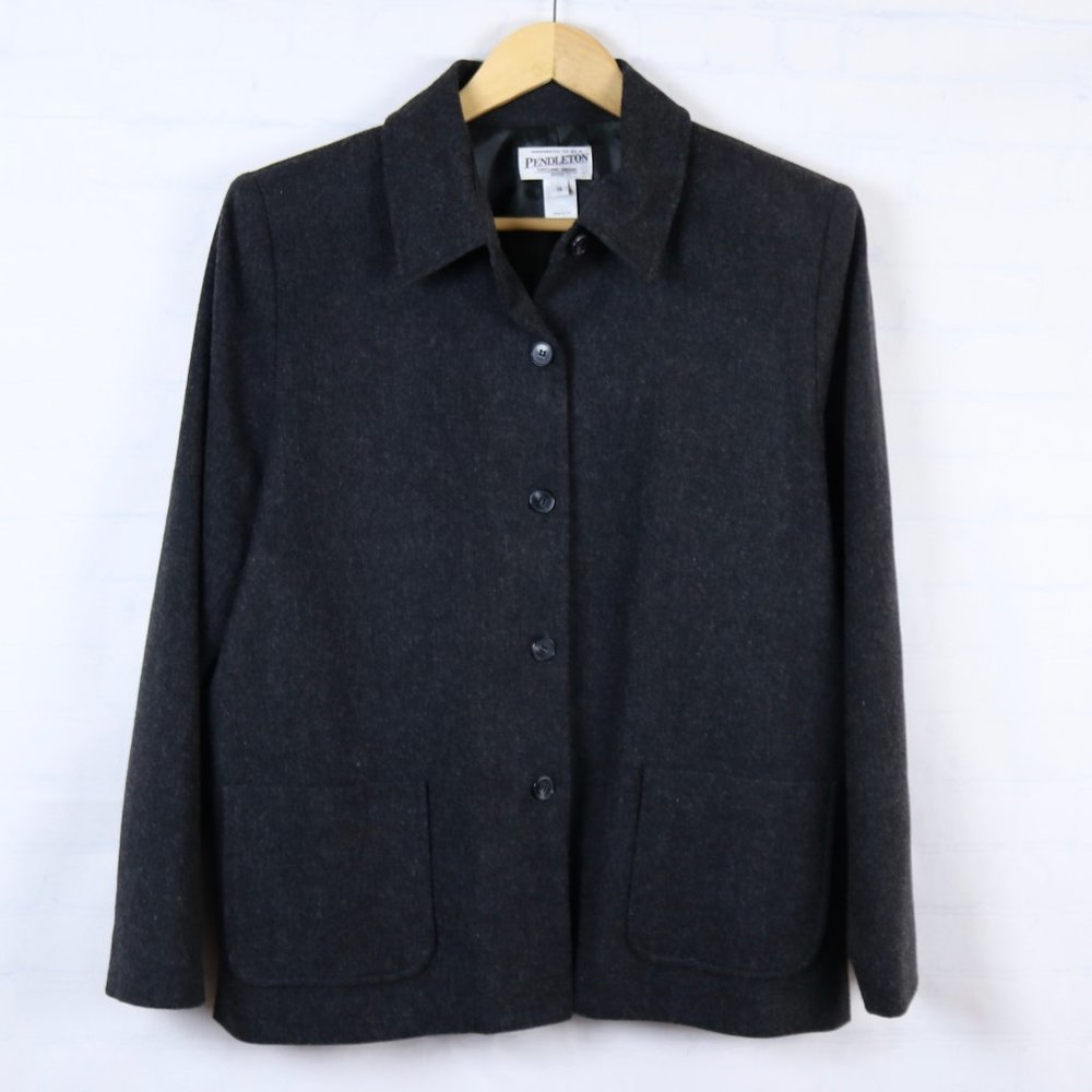 Pendleton 100% Wool Grey Coat Button Jacket 16